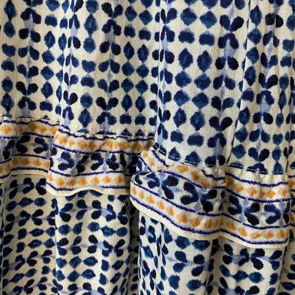 Max Studio Tiered Maxi Skirt Women XL Blue Sketched Dots Cottagecore Peasant NWT - Picture 3 of 9